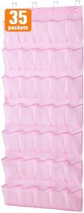 MISSLO 35 Pockets Kids Shoe Organizer for Baby Sturdy Oxford Toddler Shoe Rack for Closet Cute Over The Door Shoe Storage Hanging Pink Girl Room Decor