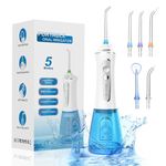 JFIX Dental Water Flosser for Teeth, Electric Cordless IPX7, Oral Irrigator with 5 Modes with 7 Jets,Rechargeable Plaque Removal High-Pressure Water Jet, Oral Hygiene Device, Floss Picks 300 ml