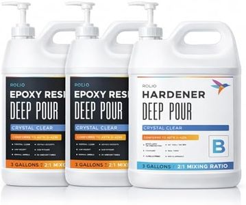 Rolio Deep Pour Epoxy Resin Crystal Clear 3 Gallons - Easy to Mix Self Leveling Kit 2:1 Ratio Fast Cure Ideal for River Table, Wood, Casting, Preservations, Jewelry, Art Crafts DIY Projects