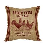 Moslion Vintage Like Chicken Feed Sack Burlap Pillow,Home Decorative Throw Pillow Cover Cotton Linen Cushion for Couch/Sofa/Bedroom/Livingroom/Kitchen/Car 18 x 18 inch Square Pillow case