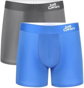 JustWears Everyday & Active Mens Boxer Briefs, 2 Pack | Breathable Anti-Chafe Underwear with Moisture-Wicking MicroModal Air Cool Fabric & PouchTech™ Support | Seamless Boxers for Men | Pants Gift