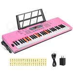 Hricane Keyboard Piano Lighted Keys for Beginner Adults Teens Kids, 61 Key Electronic Music Keyboard with Teaching Modes Powered by USB or Battery with LCD Display Microphone Headphone Jack