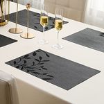 Hokipo Pvc Set Of 4 Mats For Dining Table - 45X30 Cm (Ar3112), Polyvinyl Chloride - Black