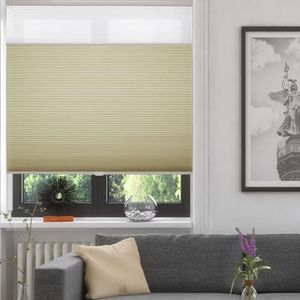 ZSHINE Manual Cordless Day and Night Cellular Shades Full Blackout Fabric Window Shades for Home, Office, Hotel, Club, Restaurant Custom Made Size (Khaki)