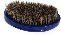 360 WAVE BRUSH/CAESARS (MED/SOFT BLUE) + BRUSH CLEANER Reinforced Nylon and Boar Bristle Wave Brush with Contoured Wood Base