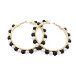 Pearl Hoop Earrings for Women Black White Pearl Earring Big Circle Loop Earrings Fashion Jewelry, Metal, 人造珍珠