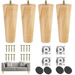 TAIANJI Wooden Furniture Legs 8cm Sofa Replacement Feet Solid Wooden Furniture Legs for Dresser, Tables, Couch, Chair, Ottoman, Cabinet etc, with Screws and Mounting Plates(Slanted feet)