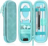 Fintie Holder Case for Apple Pencil Pro, Apple Pencil (USB-C) & Apple Pencil (1st / 2nd Gen), PU Leather Carrying Bag Sleeve Compatible with Apple Pen, USB Cable, Samsung Stylus, Turquoise
