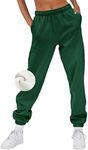 EFAN Sweatpants Women Baggy High Waisted Sweat Pants Fall Clothes Casual Joggers Y2k Aesthetic Warm Trousers with Pockets 2024 Dark Green XL