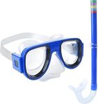 Megika Snorkel Mask Set Easy Breathing Dive Mask for Under Water Swimming | Adjustable Silicone Swim Goggles with Large Frame and Breathing Tube (Pack of 1, Multicolor) (Swimming Scuba Diving Mask)