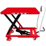 Pake Handling Tools - Hydraulic Lift Cart Lift Table, 500 Lbs. Capacity, 28" x 18" Platform, 9" to 28.5" Lift Height, Includes Rubber Anti-Slip Mat, Manual Scissor Lift Table