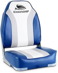 Seamanship Boat Seats, Set of 2 Folding Seat Swivel Chair Floor Chairs Marine Seating Fishing Outdoor Accessories, XL Backrest All Weather Conditions Stainless Steel Grey Blue