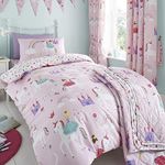 Happy Linen Company Girls Kids Unicorns Princess Rainbows Pink Toddler Cot Bed Reversible Duvet Cover Bedding Set