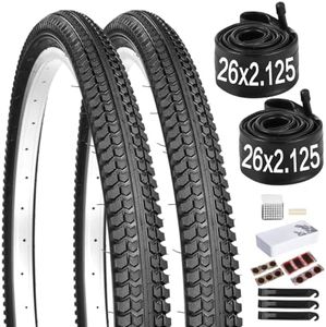 yeesport 26 Inch Mountain Bike Tires, 2 Pack Foldable 26 x 2.125“ Bike Tire & 26 Inch Bike Tubes with Repair Kit, 26x2.125 Bicycle Tire Tube for MTB,BMX (26x2.125 Folding Tires)