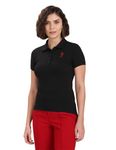 U.S. POLO ASSN. Women's Solid Pique Polo Shirt (UWSS23TSH086_Black_XXL)