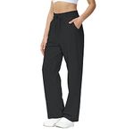 HMIYA Sweat Pants Women Sweatpants Woman Womens Cotton Jogging Pants Casual Long Yoga Sport Pants Straight Leg with Pockets Black S