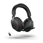 Jabra Evolve2 85 Wireless PC Headset with Charging Stand – Noise Cancelling Microsoft Teams Certified Stereo Headphones With Long-Lasting Battery – USB-A Bluetooth Adapter – Black