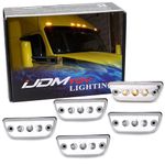 iJDMTOY 5pc Clear Lens Chrome Finish Super Bright Amber Full LED Front Cab Roof Marker Lights Compatible With Kenworth T680 T770 T880, Peterbilt 579 Semi-Truck