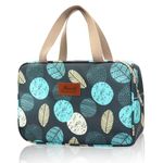 Toiletry Bag, Hand-Held Travel Hanging Cosmetic Hangbag,Bathroom Storage Holdall for Women Girls Ladies (Blue Leaves)