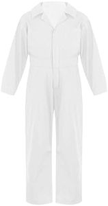 TiaoBug Mameluco Niños Mono Casual de Manga Larga de Color Sólido con Cremallera y Solapa Traje de Vuelo 6-16 Años Blanco 16 años