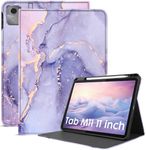 Robustrion Cover Case for Lenovo Tab M11 11 inch Cover, Folio Cover Case with [Pencil Holder] [Auto Sleep Wake] for Lenovo Tab M11 Tablet Cover - Marble Lilac