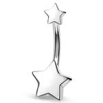 Melighting Titanium Belly Ring Star Navel Piercing Jewellery14G Belly Button Ring Internally Threaded Curved Belly for Women 16mm