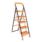 Parasnath 5 Step Kohinoor Mild Steel Foldable Ladder for Home - Wide Anti Skid Plastic Step Ladder for Extra Gripping 5.2 FT Ladder - Made in India