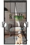 Phantasy Magnetic Screen Door 34" x 81", Black Heavy Duty Magnetic Mesh Screen Door Self Sealing, Screen for Patio Door Keeps Bugs Mosquito Out, Pet and Kid Friendly