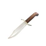 Bear & Son Cutlery 14 3/4" Fixed Blade Gold Rush Bowie Knife, Sandvik 12C27M Stainless Steel, Cocobola Wood Handle, Leather Sheath (CB00)