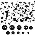 TOAOB 100pcs Solid Black Glass Eyes Kits Craft Eyes 3mm to 12mm for Doll Making Needle Felting Crafts