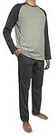 GIVEITPRO -100% Cotton Men's Raglan Sleepwear Long Pajama Set (as1, Alpha, l, Regular, Regular, Dark Grey/Light Grey, Large)