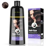 Dark Brown Hair Dye Shampoo, Coconut Hair Color Shampoo 3 in 1, Permanent Gray Hair Coverage for Woman & Man, Mild Formula, Lasts 30 Days (16.90 oz)