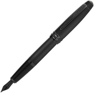 Cross Bailey Matte Black Lacquer Stainless Steel Fine Nib Fountain Pen - Professional Fountain Pen for Effortless Writing - Refillable - Black Ink - Gift-Ready