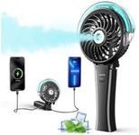 WITHOUSE 6000mAh Portable Handheld Misting Fan as Power Bank, 50ml XL Water Tank, 20H Runtime 3 Speeds, 180° Foldable Rechargeable Mist Fan for Travel, Outdoors, Makeup - Black