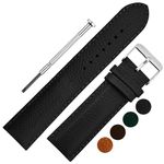 DBLACK ''PICA'' Genuine Leather Watch Strap, Pebble Design, Matte Finish, Leather Watch Straps // For 20mm, 22mm, or 24mm Premium Leather Watch Bands (Choose Your Size & Color) (Black, 22mm)