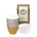 NOVA CERAMICS Travel Mug - Travel Coffee Tumbler – Coffee Mug with Lid Unique to Go Mug – Microwave & Dishwasher Safe Coffee Travel Cup - Gifts for Women Men Him Her – 12oz - Grapefruit