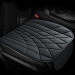 2PCS Car Seat Covers PU Leahter Seat Cover Bottom for Car Front Seat Cushion Leather Automotive Seat Protector Mats Pads Universal Fit 95% Vehicles (Black)