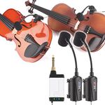 Double Microphone for Violin Q2/VT-5 Violin Microphone Wireless UHF Gooseneck Pick Up Instrument Clip-on Mic 1 Receiver and 2 Transmitter System for Violin Stage Musical Instrument Performance