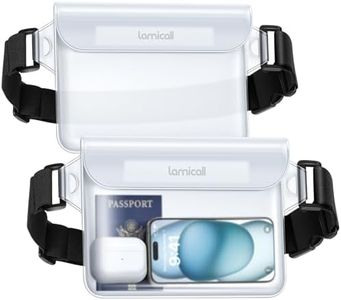 Lamicall 2 Pack Waterproof Fanny Packs, Dry Bag Pouch - [Elastic Waist Strap] Phone Waterproof Waist Pouch Dry Bag, Beach, Kayak, Swimming, Boat Essentials, 8.7” for iPhone 16 15 14 13 Pro/Max, Clear