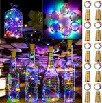 ine Bottle Lights with Cork, 10 Pack Battery Operated LED Cork Shape Silver Wire Fairy Mini String Lights for DIY, Party, Decor, Wedding Indoor Outdoor (Multi Color)