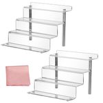 ECOSEAO 4 Tier Display Stand,Acrylic Riser for Cupcake Stand,Cosmetics Perfume Organiser,Display Shelf,Desserts Holder Decoration and Organizer (2 Pack)