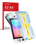 BERSEM 2 Pack Tempered Glass Screen Protector Compatible with Nintendo Switch OLED 7 inch 2021, Auto Alignment Kit/9H Hardness/Transparent HD Clear/Anti-Scratch/Bubbles Free/High Response