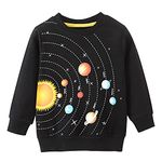 EULLA Boys Sweatshirt Crew Neck Jumper Universe Planet Long Sleeve T Shirt Cotton Cool Kids 3-4 Years