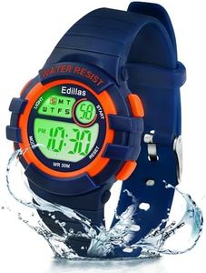 Edillas Relojes Niñas Niños Digitales,7 Colores Reloj Infantil de Pulsera LED Niños Deportes Impermeables Multifuncionales para Exteriores con Cronómetro/Alarma (Azul Oscuro)