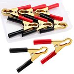 VooGenzek 6 PCS 50A Jump Lead Clamps, Heavy Duty Pure Copper Crocodile Clamps, Car Battery Alligator Clips, for Car Auto (80mm, Red + Black)