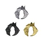 3 Pcs Vintage Halloween Bat Rings Set for Women Men Gothic Bat Ring Open Adjustable Black Punk Bat Wing Ring Gold Knuckle Finger Ring Halloween Jewelry for Women Men, Metal, no