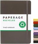 PAPERAGE Recycled Lined Journal Notebook, (Grey), 160 Pages, Medium 5.7 inches x 8 inches - 100 gsm Thick Paper, Hardcover