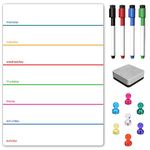 TMS A4 Magnetic Weekly Planner and Dry Wipe Pens, Small Whiteboard Planner for Fridge, Dry Erase Meal Planner, to Do List, Memo Board or Calendar for Reminders (Multi-Coloured, A4 + 4 Pens + Eraser)