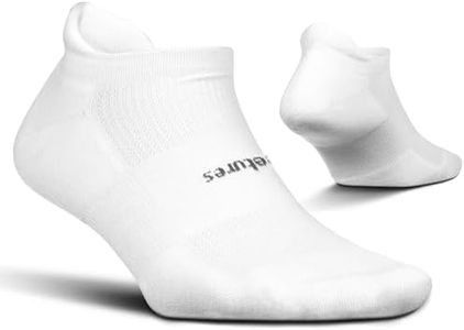 Feetures High Performance Cushion No Show Tab - Running Socks for Men and Women - Athletic Ankle Socks - Moisture Wicking- Large, White