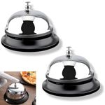 Counter Call Reception Bell, 2 Pcs Service Bell(Silvery), Service Desk Service Clock Counter Top Bell Desk Bell, 3.34 * 2.36 Inch Call Bell Suitable for Restaurants/Hotels/Bars/School/Pet Training